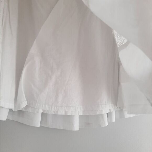 ESPRIT 100% Cotton Floral Eyelet Pleated Knee Length Skirt White Sz 4 - Picture 13 of 15